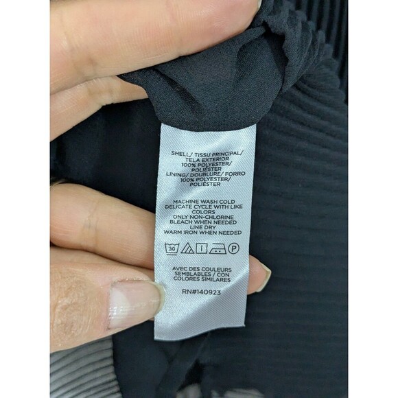 Loft Black Shear Pleated Blouse Tunic 3/4 Sleeve Ruffle Special Occasion Size XL - Picture 8 of 9